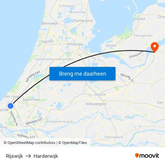 Rijswijk to Harderwijk map