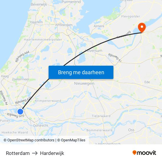 Rotterdam to Harderwijk map