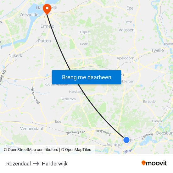Rozendaal to Harderwijk map