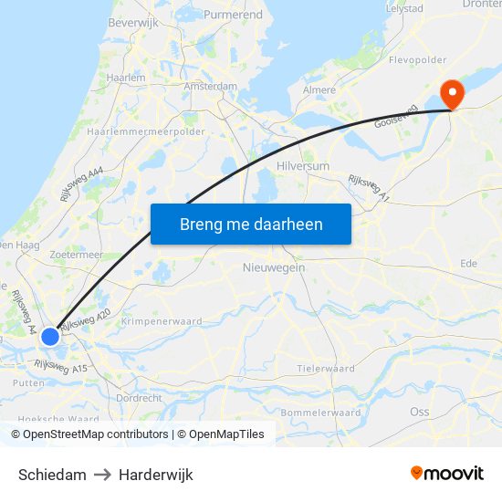 Schiedam to Harderwijk map