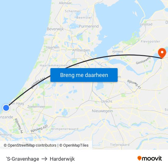 'S-Gravenhage to Harderwijk map