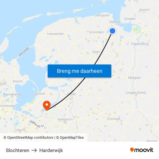 Slochteren to Harderwijk map