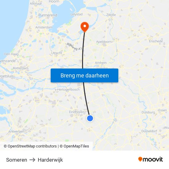 Someren to Harderwijk map