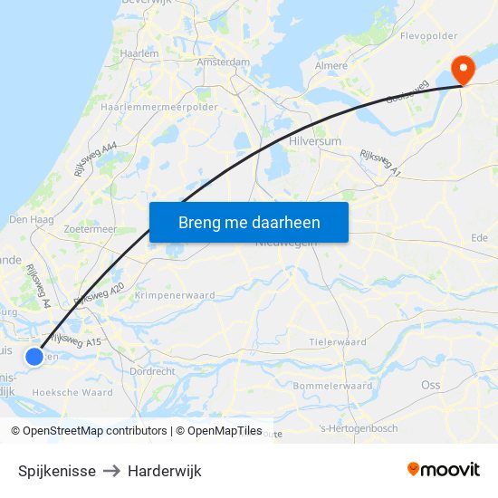 Spijkenisse to Harderwijk map
