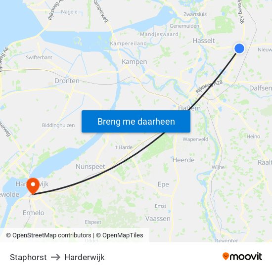 Staphorst to Harderwijk map