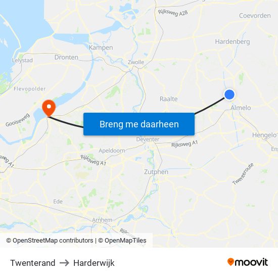 Twenterand to Harderwijk map