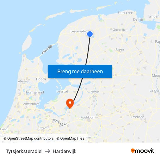 Tytsjerksteradiel to Harderwijk map