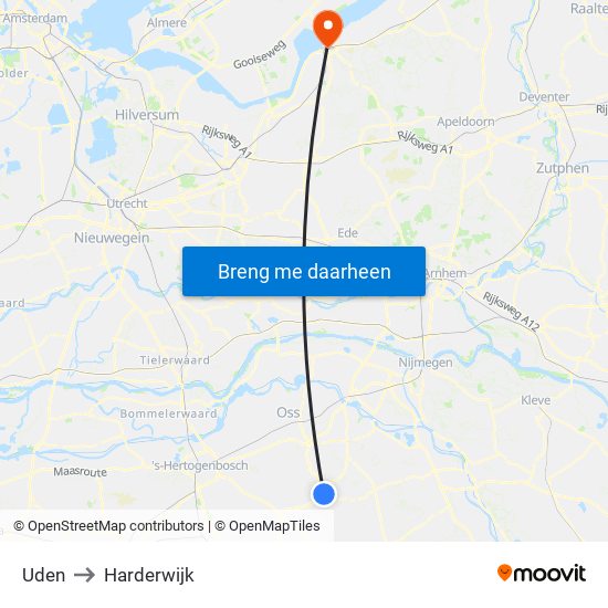 Uden to Harderwijk map