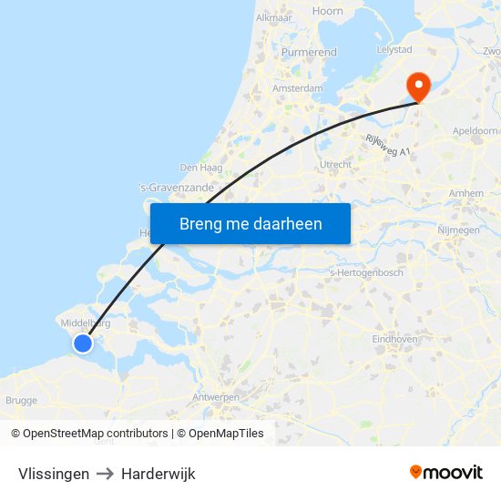 Vlissingen to Harderwijk map