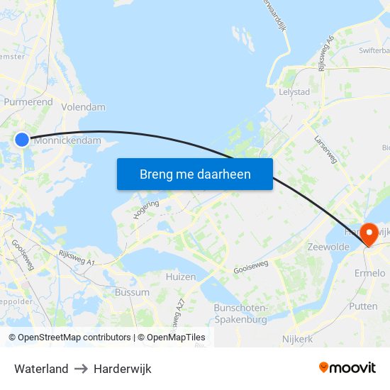 Waterland to Harderwijk map