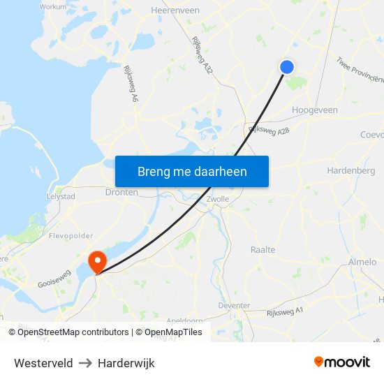 Westerveld to Harderwijk map