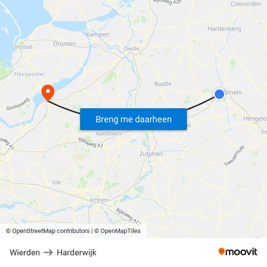 Wierden to Harderwijk map
