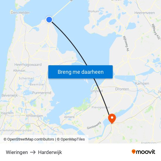 Wieringen to Harderwijk map