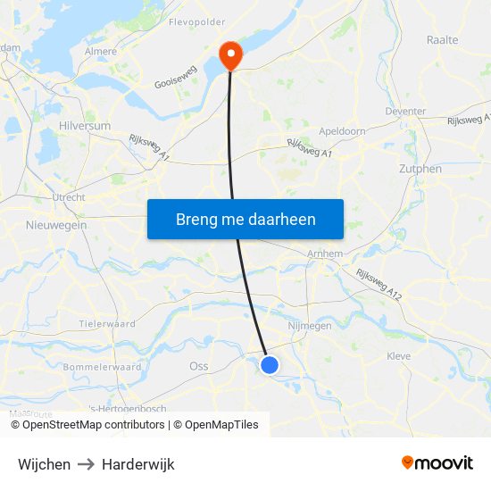 Wijchen to Harderwijk map