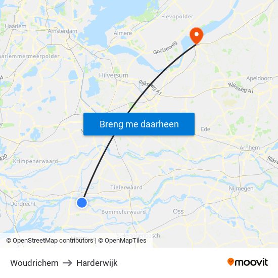 Woudrichem to Harderwijk map