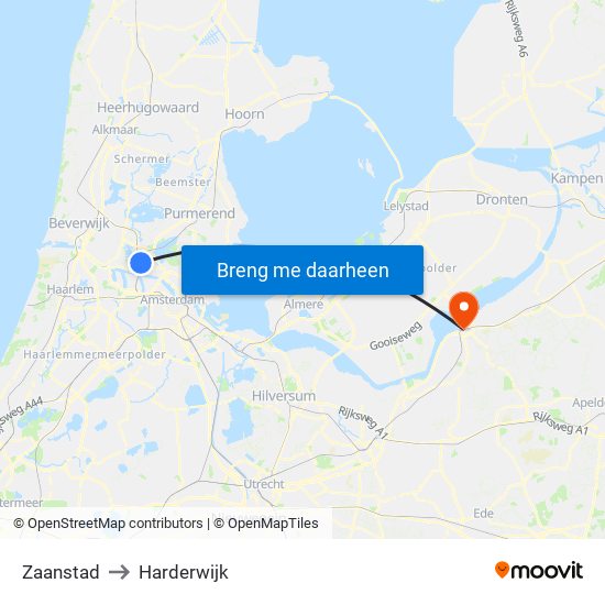 Zaanstad to Harderwijk map