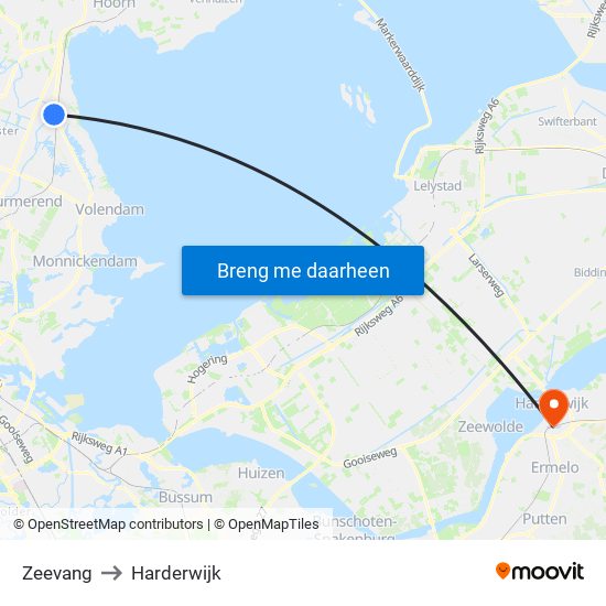 Zeevang to Harderwijk map