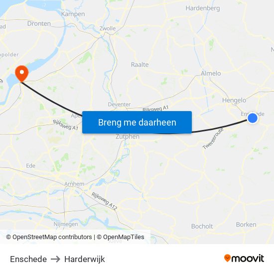 Enschede to Harderwijk map