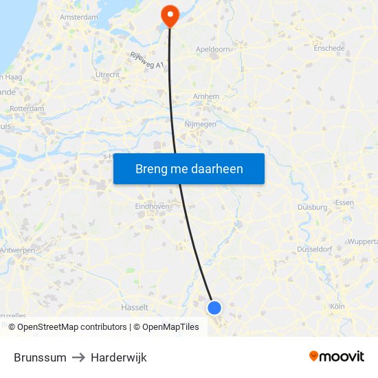 Brunssum to Harderwijk map