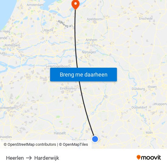 Heerlen to Harderwijk map