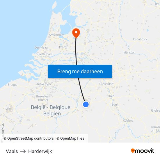 Vaals to Harderwijk map