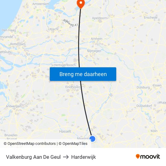 Valkenburg Aan De Geul to Harderwijk map