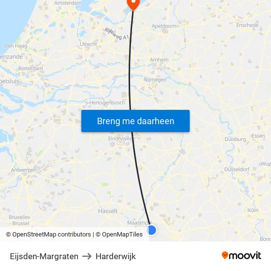 Eijsden-Margraten to Harderwijk map