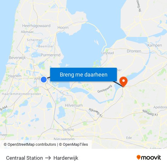 Centraal Station to Harderwijk map