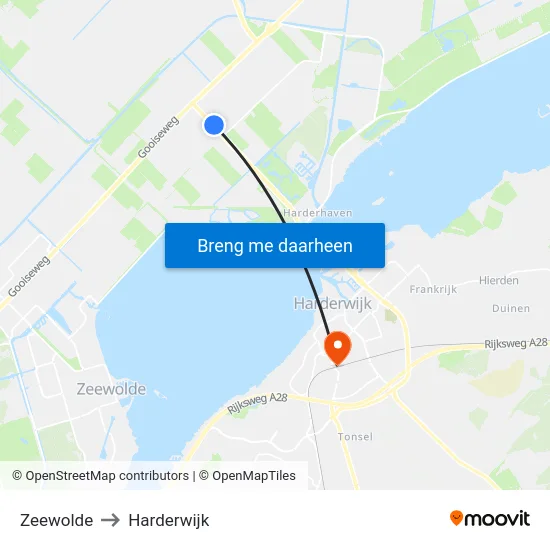 Zeewolde to Harderwijk map