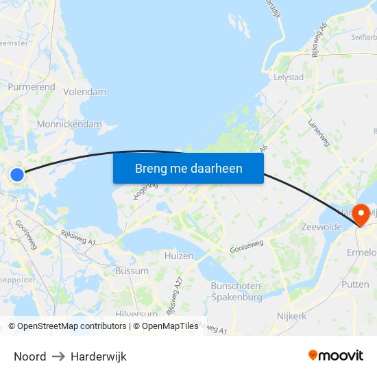 Noord to Harderwijk map
