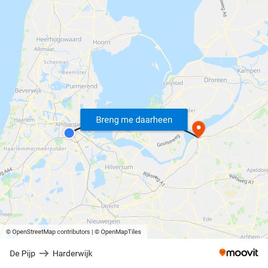 De Pijp to Harderwijk map