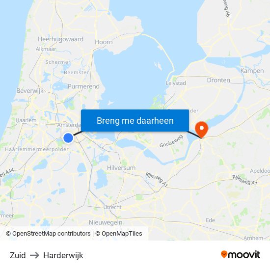 Zuid to Harderwijk map
