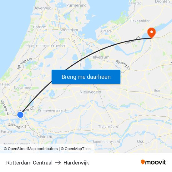 Rotterdam Centraal to Harderwijk map