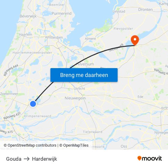 Gouda to Harderwijk map