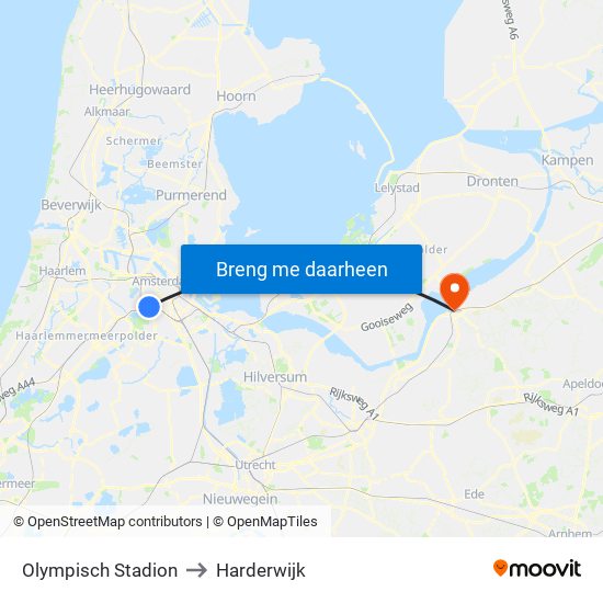 Olympisch Stadion to Harderwijk map