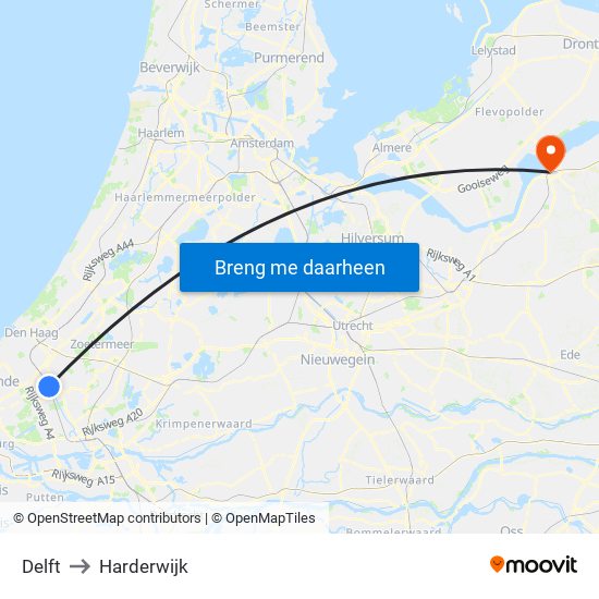 Delft to Harderwijk map