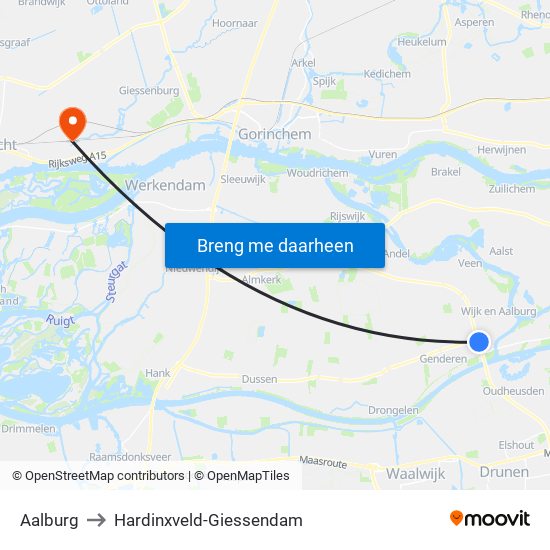 Aalburg to Hardinxveld-Giessendam map