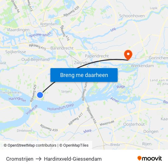 Cromstrijen to Hardinxveld-Giessendam map