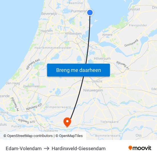 Edam-Volendam to Hardinxveld-Giessendam map