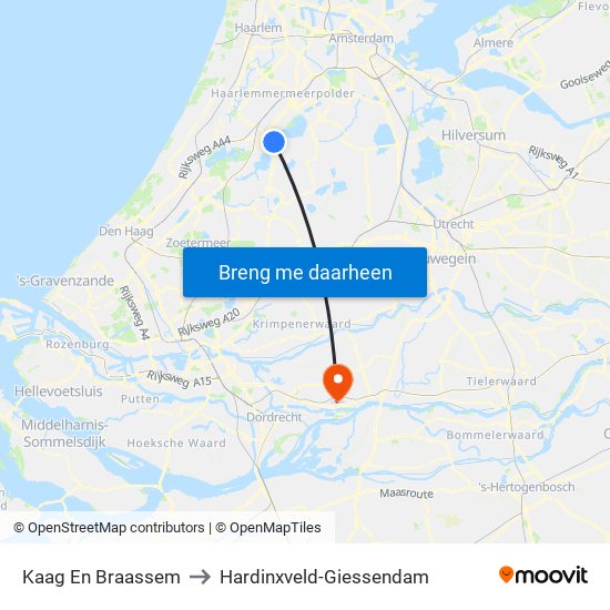 Kaag En Braassem to Hardinxveld-Giessendam map