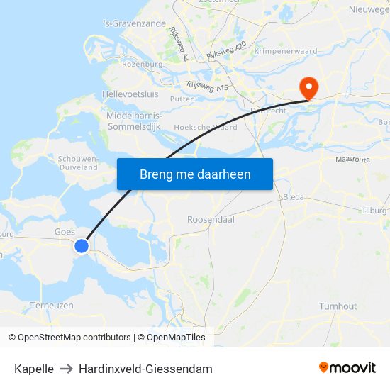 Kapelle to Hardinxveld-Giessendam map