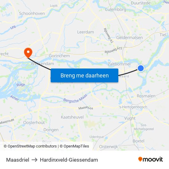 Maasdriel to Hardinxveld-Giessendam map