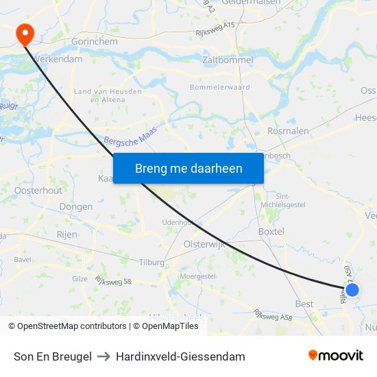 Son En Breugel to Hardinxveld-Giessendam map