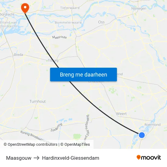 Maasgouw to Hardinxveld-Giessendam map