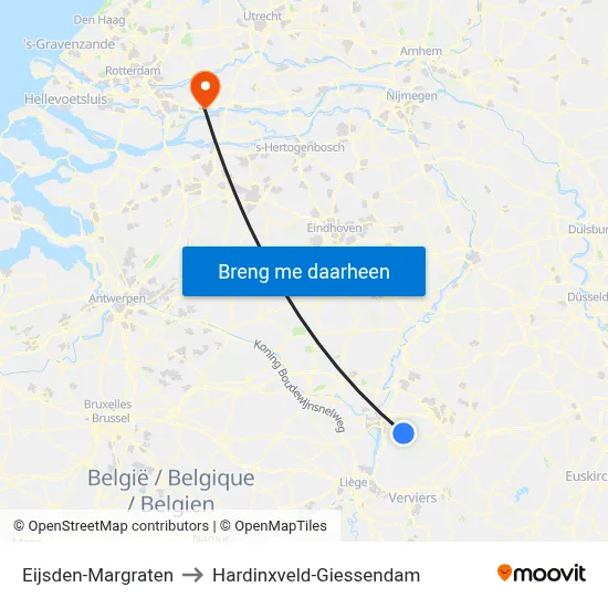 Eijsden-Margraten to Hardinxveld-Giessendam map