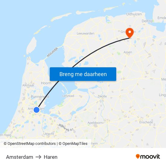 Amsterdam to Haren map