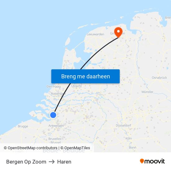 Bergen Op Zoom to Haren map