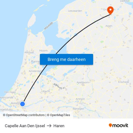 Capelle Aan Den Ijssel to Haren map
