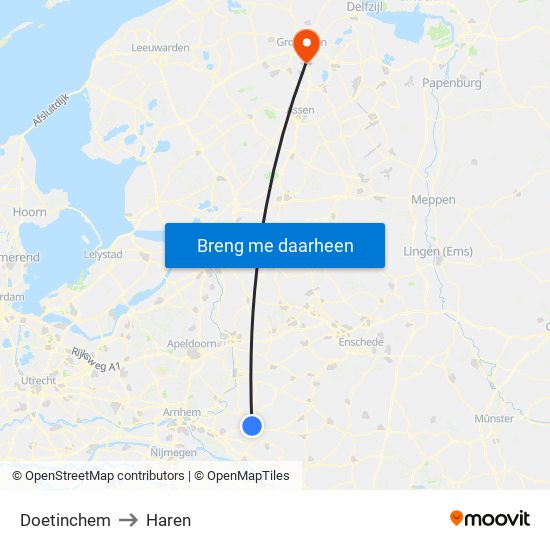 Doetinchem to Haren map