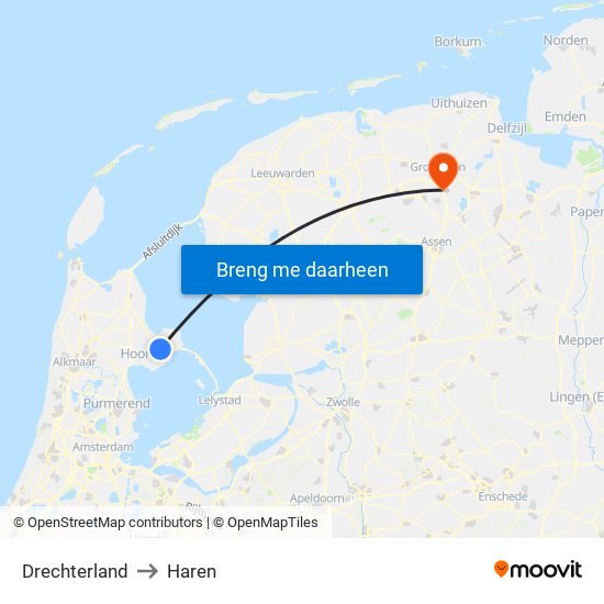 Drechterland to Haren map